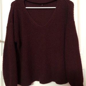 Maroon knit cutout sweater